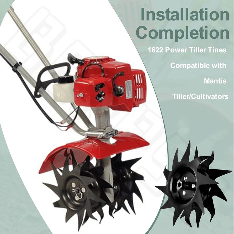 BERPSE 1622 Power Tiller Tines for All Mantis Tiller/Cultivators 7222, 7225, 7260, 7261, 7262, 7920, 7924, 7940 - (Till up to 10-Inch deep and 9-Inch Wide) - Image 4